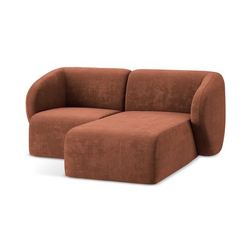 Canapé D'angle 2,5 Places Modulaire Droit Lani En Tissu Chenille Terre Cuite