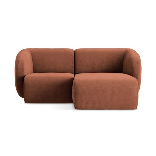 Canapé D'angle 2,5 Places Modulaire Droit Lani En Tissu Chenille Terre Cuite