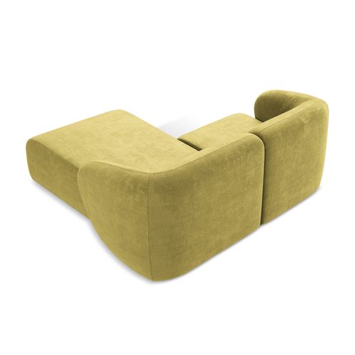 Canapé D'angle 2,5 Places Modulaire Droit Lani En Tissu Chenille Vert Citron