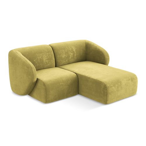 Canapé D'angle 2,5 Places Modulaire Droit Lani En Tissu Chenille Vert Citron
