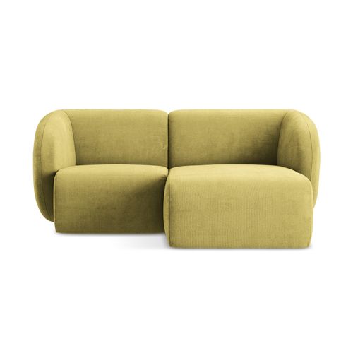 Canapé D'angle 2,5 Places Modulaire Droit Lani En Tissu Chenille Vert Citron