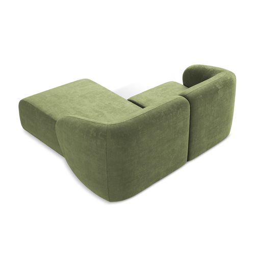 Canapé D'angle 2,5 Places Modulaire Droit Lani En Tissu Chenille Vert