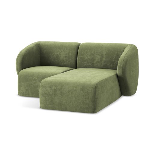 Canapé D'angle 2,5 Places Modulaire Droit Lani En Tissu Chenille Vert