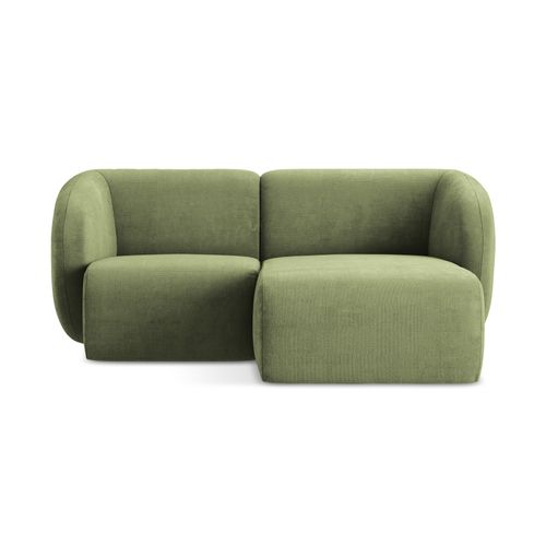 Canapé D'angle 2,5 Places Modulaire Droit Lani En Tissu Chenille Vert