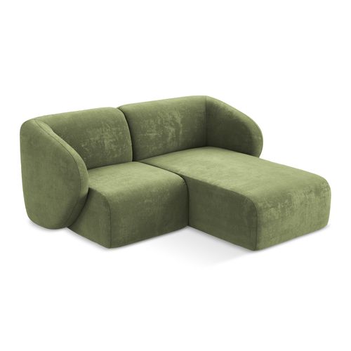 Canapé D'angle 2,5 Places Modulaire Droit Lani En Tissu Chenille Vert