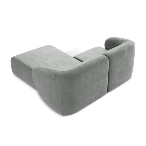 Canapé D'angle 2,5 Places Modulaire Droit Lani En Tissu Chenille Gris