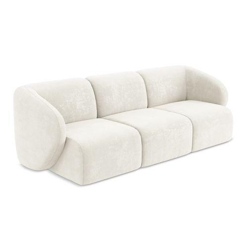 Canapé Modulable 3 Places Lani En Tissu Chenille Blanc