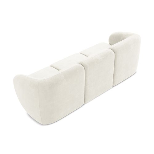 Canapé Modulable 3 Places Lani En Tissu Chenille Blanc