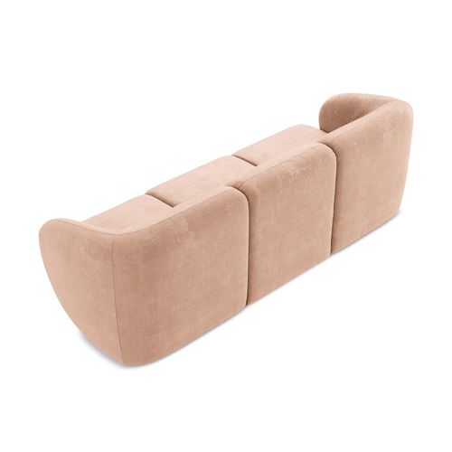 Canapé Modulable 3 Places Lani En Tissu Chenille Pêche