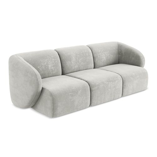Canapé Modulable 3 Places Lani En Tissu Chenille Gris Clair