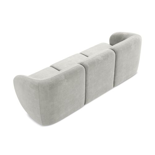 Canapé Modulable 3 Places Lani En Tissu Chenille Gris Clair