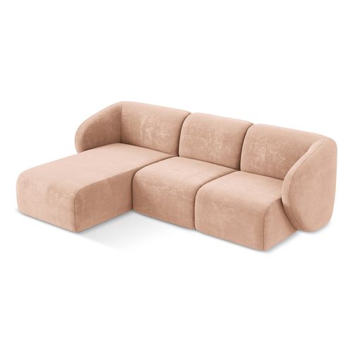 Canapé D'angle 3 Places Modulaire Gauche Lani En Tissu Chenille Pêche