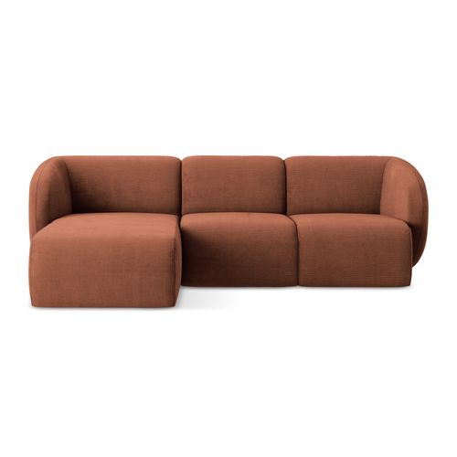 Canapé D'angle 3 Places Modulaire Gauche Lani En Tissu Chenille Terre Cuite