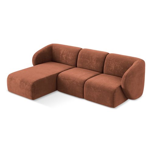 Canapé D'angle 3 Places Modulaire Gauche Lani En Tissu Chenille Terre Cuite