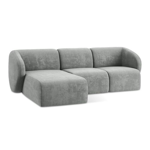 Canapé D'angle 3 Places Modulaire Gauche Lani En Tissu Chenille Gris