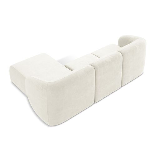 Canapé D'angle 3 Places Modulaire Droit Lani En Tissu Chenille Blanc