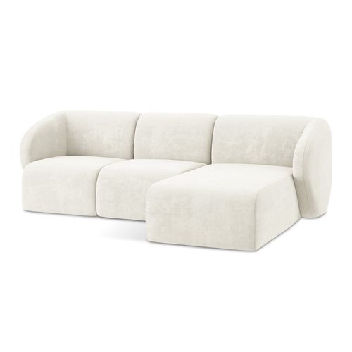 Canapé D'angle 3 Places Modulaire Droit Lani En Tissu Chenille Blanc