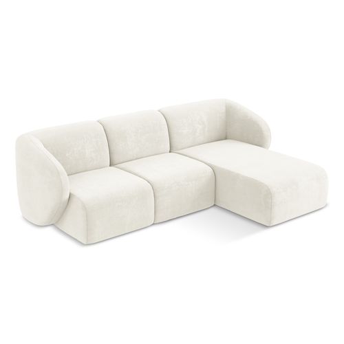 Canapé D'angle 3 Places Modulaire Droit Lani En Tissu Chenille Blanc