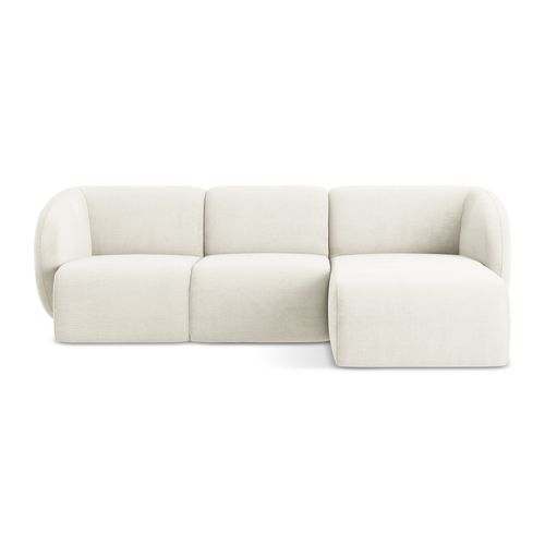 Canapé D'angle 3 Places Modulaire Droit Lani En Tissu Chenille Blanc