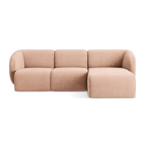 Canapé D'angle 3 Places Modulaire Droit Lani En Tissu Chenille Pêche