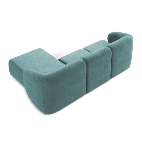 Canapé D'angle 3 Places Modulaire Droit Lani En Tissu Chenille Jeans