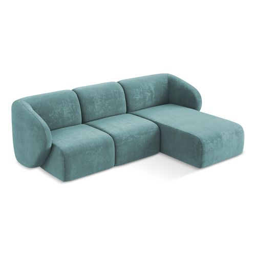 Canapé D'angle 3 Places Modulaire Droit Lani En Tissu Chenille Jeans