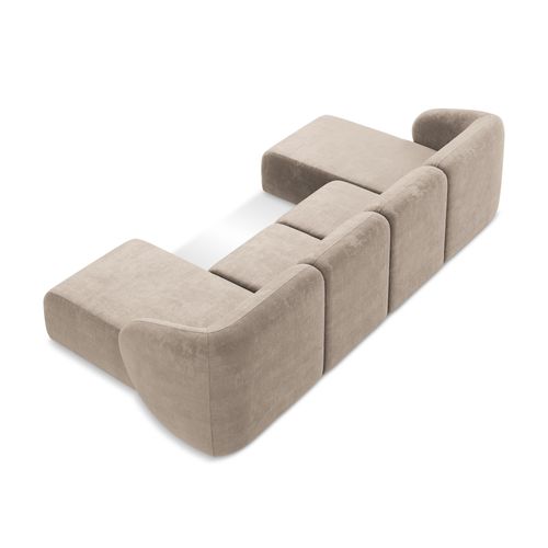 Canapé Panoramique 4 Places Lani En Tissu Chenille Beige Foncé