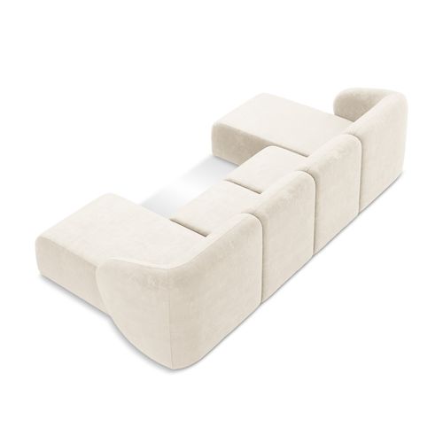 Canapé Panoramique 4 Places Lani En Tissu Chenille Beige Clair