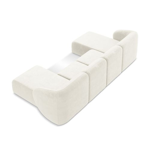 Canapé Panoramique 4 Places Lani En Tissu Chenille Blanc