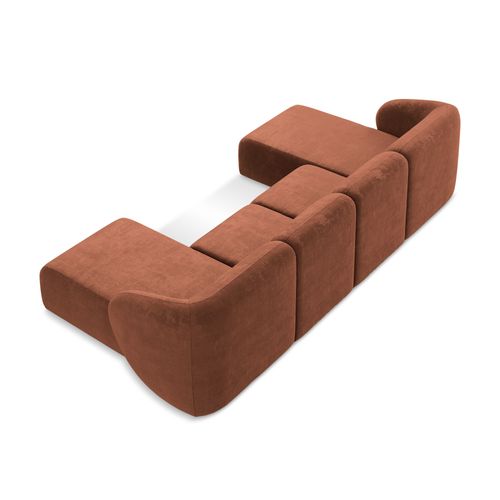 Canapé Panoramique 4 Places Lani En Tissu Chenille Terre Cuite