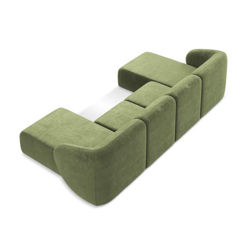 Canapé Panoramique 4 Places Lani En Tissu Chenille Vert