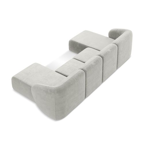 Canapé Panoramique 4 Places Lani En Tissu Chenille Gris Clair