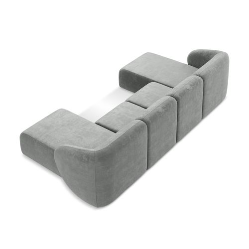 Canapé Panoramique 4 Places Lani En Tissu Chenille Gris