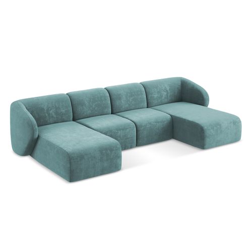 Canapé Panoramique 4 Places Lani En Tissu Chenille Jeans