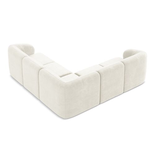Canapé D'angle 4 Places Modulaire Lani En Tissu Chenille Blanc