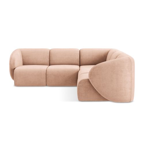 Canapé D'angle 4 Places Modulaire Lani En Tissu Chenille Pêche