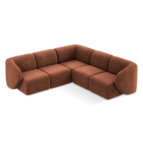 Canapé D'angle 4 Places Modulaire Lani En Tissu Chenille Terre Cuite