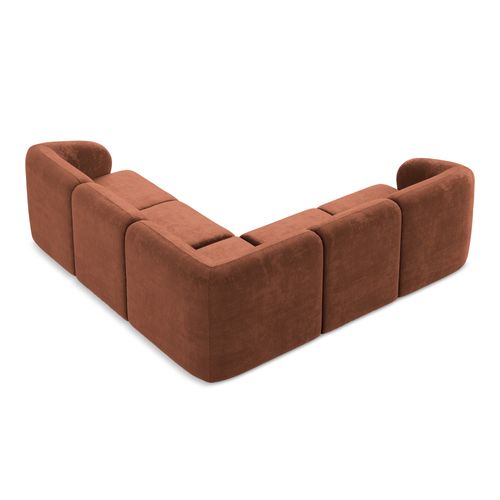 Canapé D'angle 4 Places Modulaire Lani En Tissu Chenille Terre Cuite