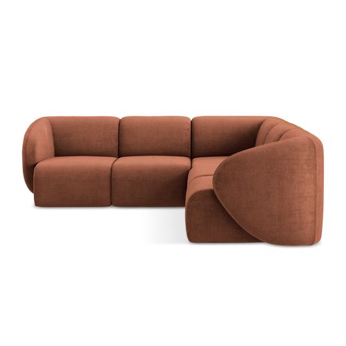 Canapé D'angle 4 Places Modulaire Lani En Tissu Chenille Terre Cuite