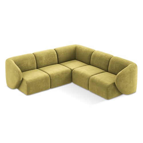 Canapé D'angle 4 Places Modulaire Lani En Tissu Chenille Vert Citron