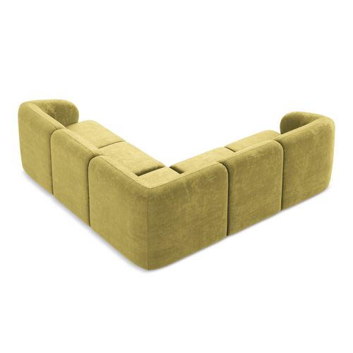 Canapé D'angle 4 Places Modulaire Lani En Tissu Chenille Vert Citron