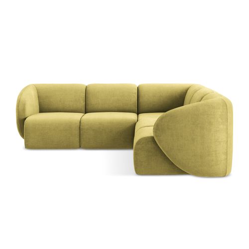 Canapé D'angle 4 Places Modulaire Lani En Tissu Chenille Vert Citron