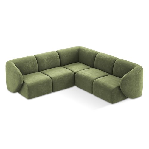 Canapé D'angle 4 Places Modulaire Lani En Tissu Chenille Vert