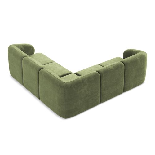 Canapé D'angle 4 Places Modulaire Lani En Tissu Chenille Vert
