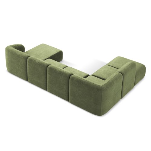 Canapé Panoramique 5 Places Gauche Lani En Tissu Chenille Vert