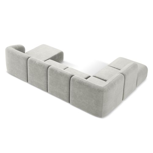 Canapé Panoramique 5 Places Gauche Lani En Tissu Chenille Gris Clair