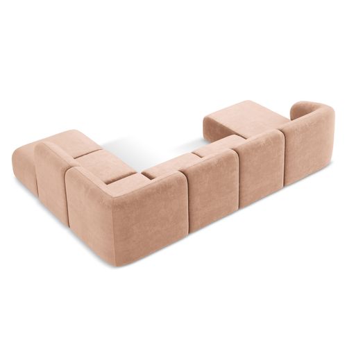 Canapé Panoramique 5 Places Droit Lani En Tissu Chenille Pêche