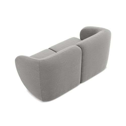 Canapé Modulable 2 Places Lani En Tissu Bouclette Gris Clair