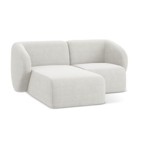 Canapé D'angle 2,5 Places Modulaire Gauche Lani En Tissu Bouclette Blanc