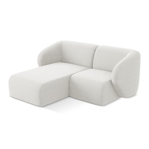 Canapé D'angle 2,5 Places Modulaire Gauche Lani En Tissu Bouclette Blanc